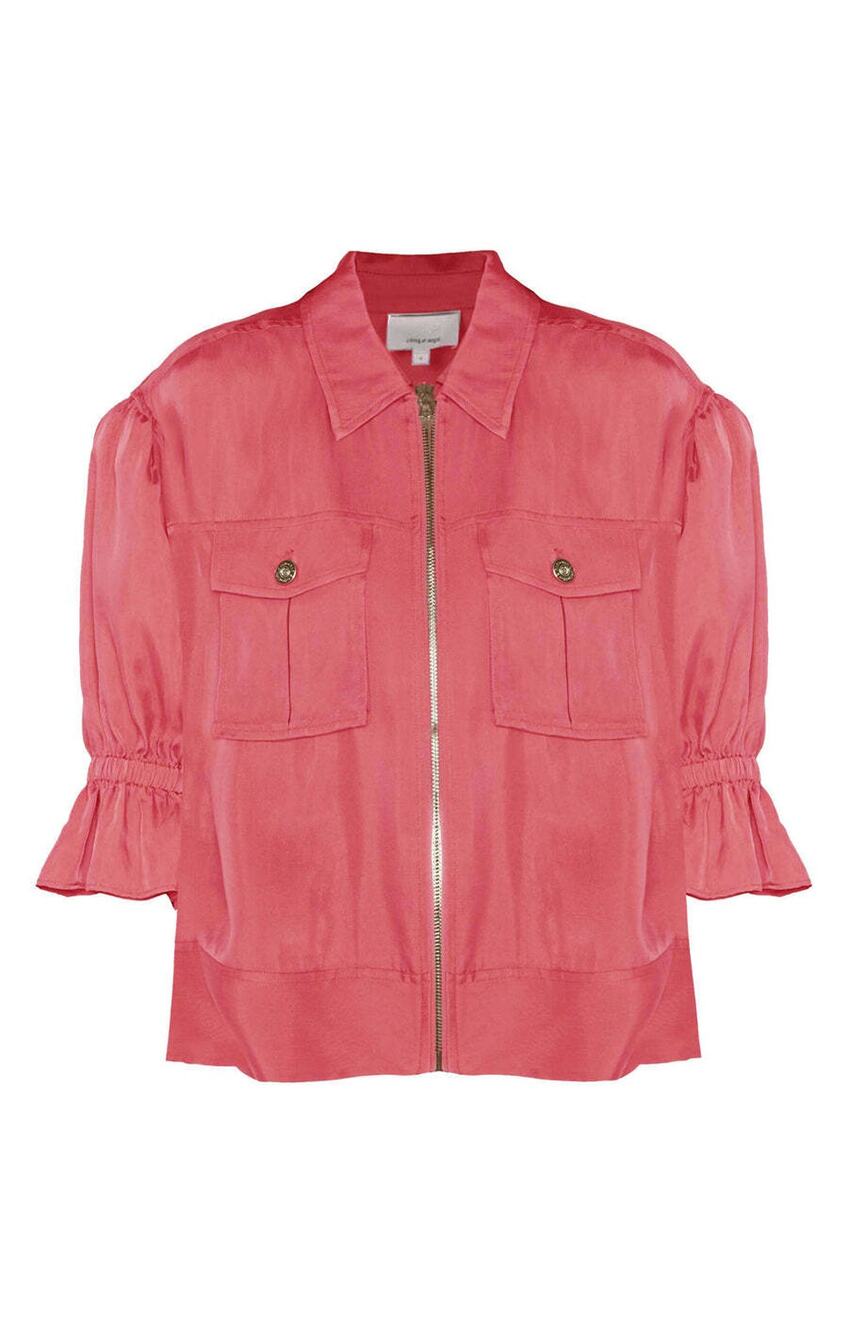 Cinq a Sept Womens Holly Cropped Twill Jacket sour cherry size Small